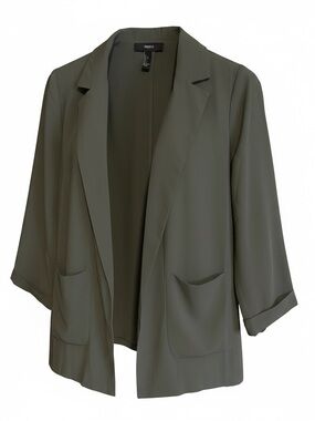 Forever 21 Lightweight Olive Green Open Blazer Jacket